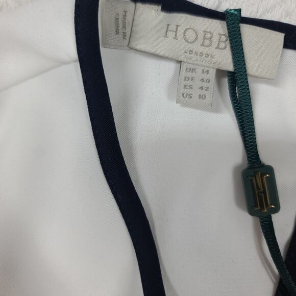 Hobbs London Rhianna blouse in white w/navy piping Size 10 Minimalistic Corpcore - Picture 9 of 10